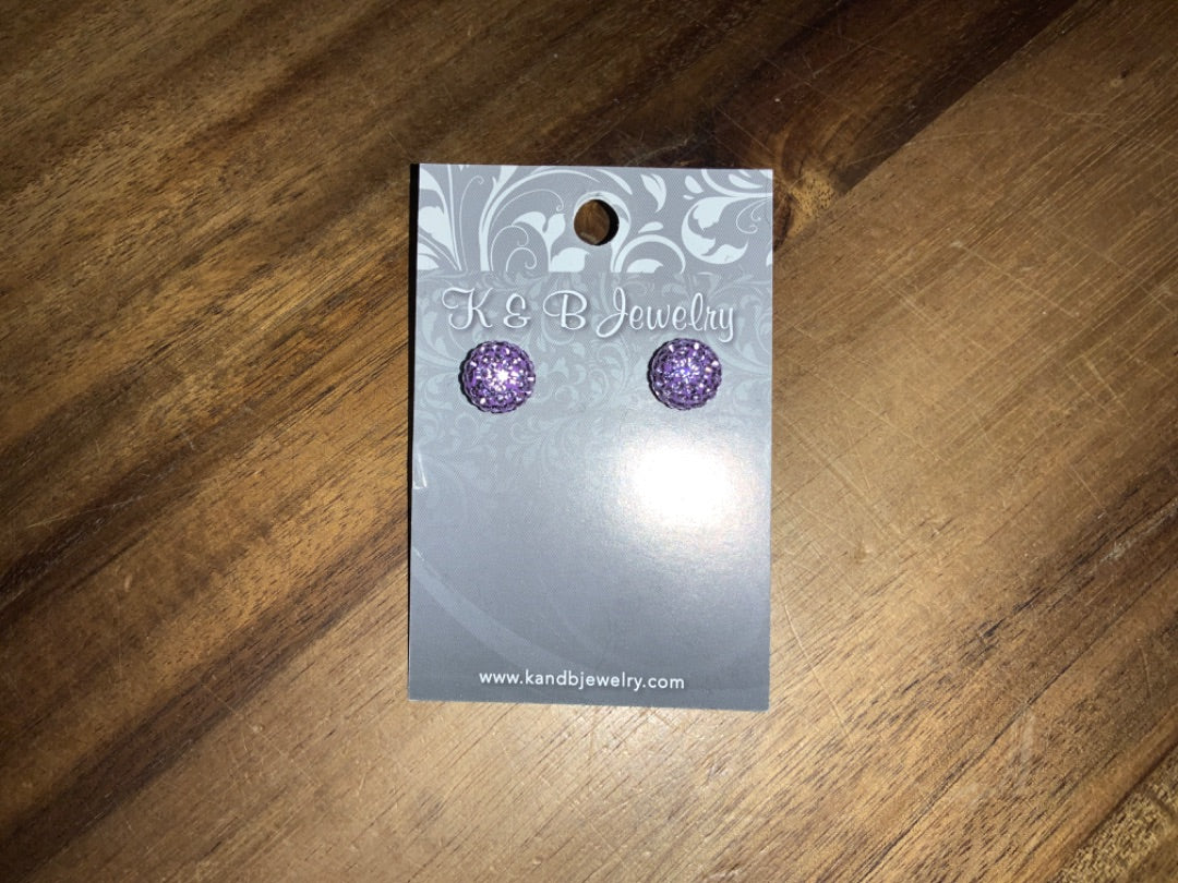 K&B Jewelry - Earrings - Purple Sparkle Ball