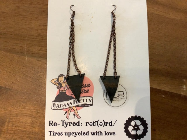 Melissa Squire Artisan - Recycled Tire Earrings Dangly Arrows 2