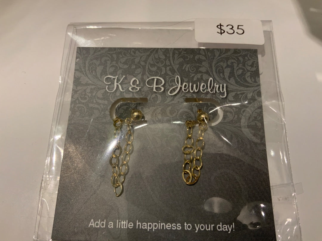 K&B Jewelry - Earrings - 14k Gold Studs W/Dangle - EST057-GF