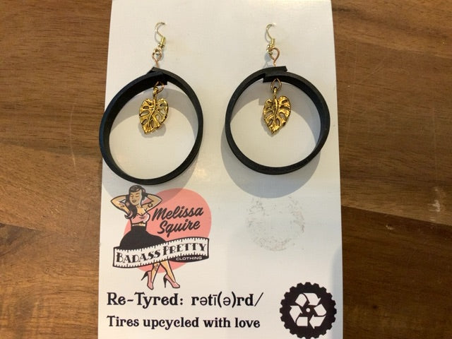 Melissa Squire Artisan - Recycled Tire Earrings Gold Leaf 1