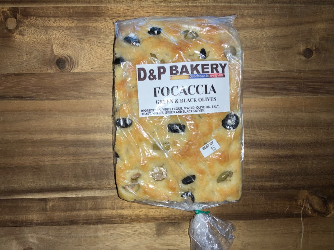 D&P Bakery - Green & Black Olive Focaccia - Small