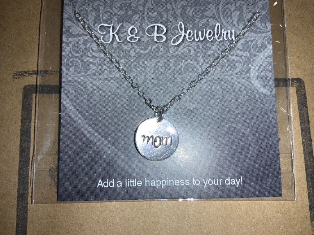 K&B Jewelry - Necklace - Sterling Silver Round Mom Pendant - NS264-SS