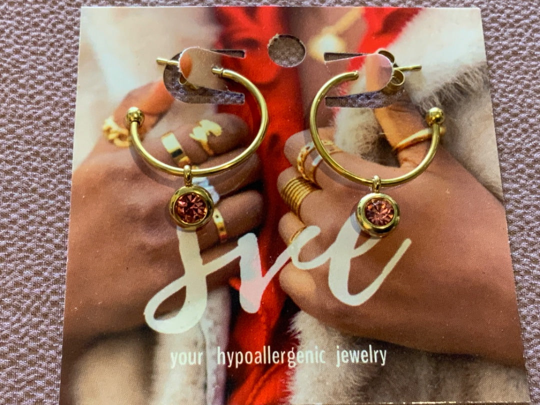 Sve Jewels - Earrings - Pink Charm Hoops