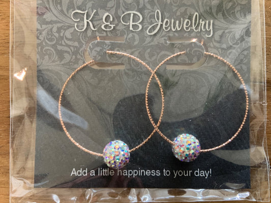 K&B Jewelry - Earrings - Rose Gold Filled Pink Diamond Hoops - E095-RG