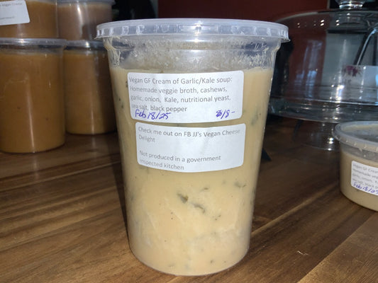 JJ's Vegan Cheese - Large Cream Of Garlic/Kale Soup