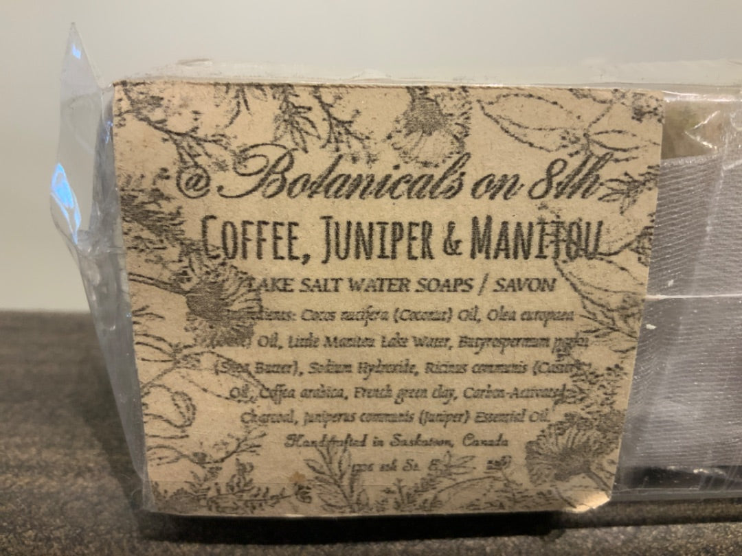 Botanicals On 8th - Large Gift Set - Arnica Eucalyptus Mint Bath Salt Block & Coffee, Juniper & Manitou Soap