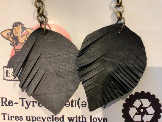 Melissa Squire Artisan - Recycled Tire Earrings Leaf 3