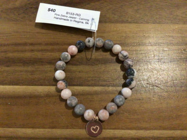 K&B Jewelry - Bracelet - Pink Zebra Jasper (Calming) - B153-RG