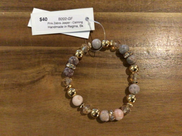K&B Jewelry - Jewel Bracelet - Pink Zebra Jasper (Calming) - B202-GF