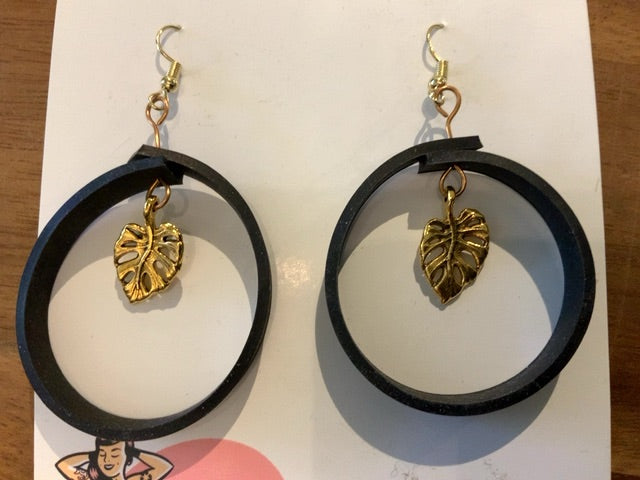 Melissa Squire Artisan - Recycled Tire Earrings Gold Leaf 1