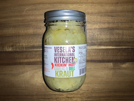 Vesela's International Kitchen - Small Kickin’ Hot Garlic Dill Kraut