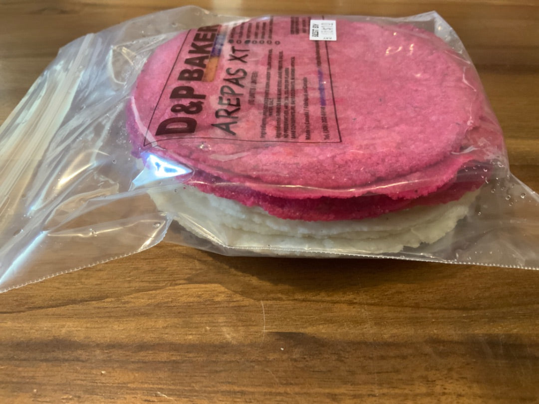 D&P Bakery - Arepas - Beet/White Corn (Pack of 12)